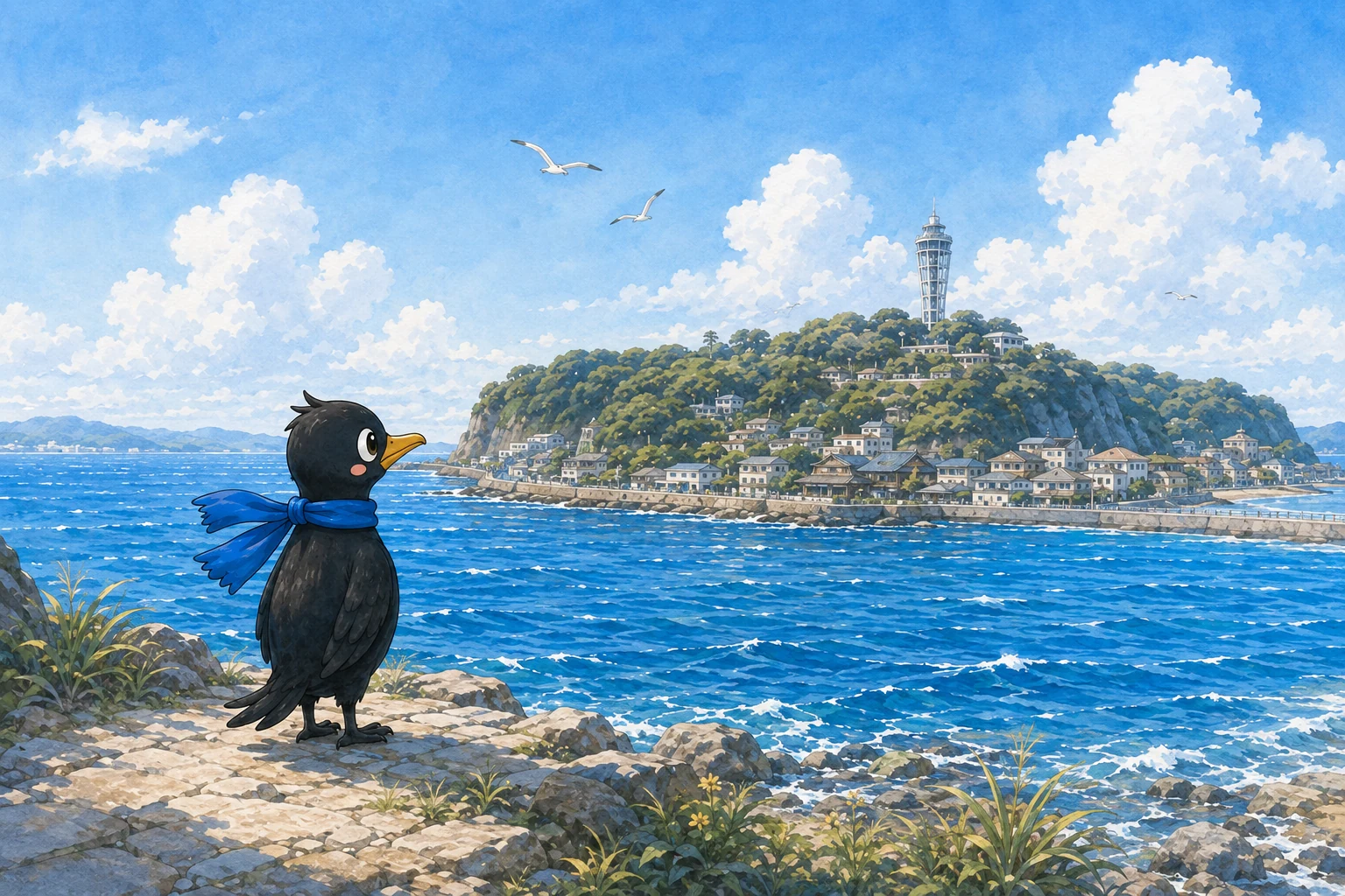江ノ島を題材にした物語のイラスト